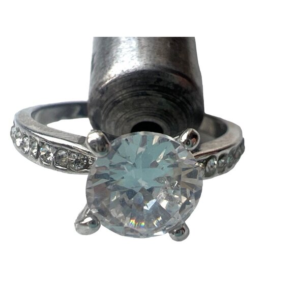 Sparkly 1 carat Engagement Ring Platinum White Gold Silver Tone Prong Set SZ 9.7 - Picture 6 of 15